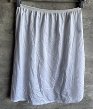 Vintage 1990s Vanity Fair White Nylon Elastic Waist Lace Half Slip Skirt Size S
