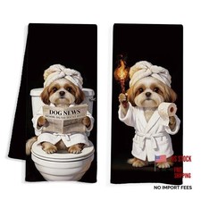 Funny Shih Tzu Bathroom Hand Towels - Quirky Gifts for Women Men - Women's
