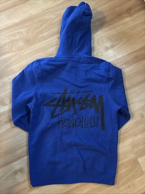 Stussy Honolulu Chapter Store Neon Blue Hoodie Men Size Small New