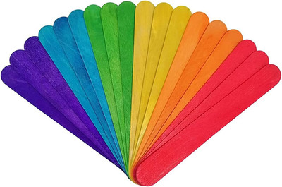 6  100 Pcs Colored Jumbo Wooden Craft Sticks Wooden Popsicle Colored Craft Stick