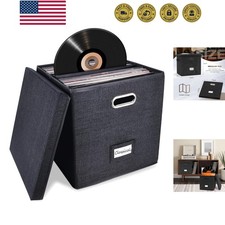 Sturdy Vinyl Record Storage Box - Album Storage Holds up 50 Single Record, L...