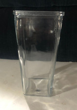 Heavy Clear Glass Square Flower Vase 9" Tall x 4" Across Top