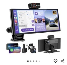 10.26" Wireless CarPlay Android Auto Screen 4K Dash Cam Backup Cam