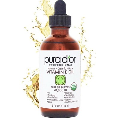 PURA D'OR Dor Organic Vitamin E Oil Super Blend 70,000 IU, 4 OZ