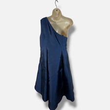 Adrianna Papell Women's Blue Mikado One-Shoulder Dress Size 12
