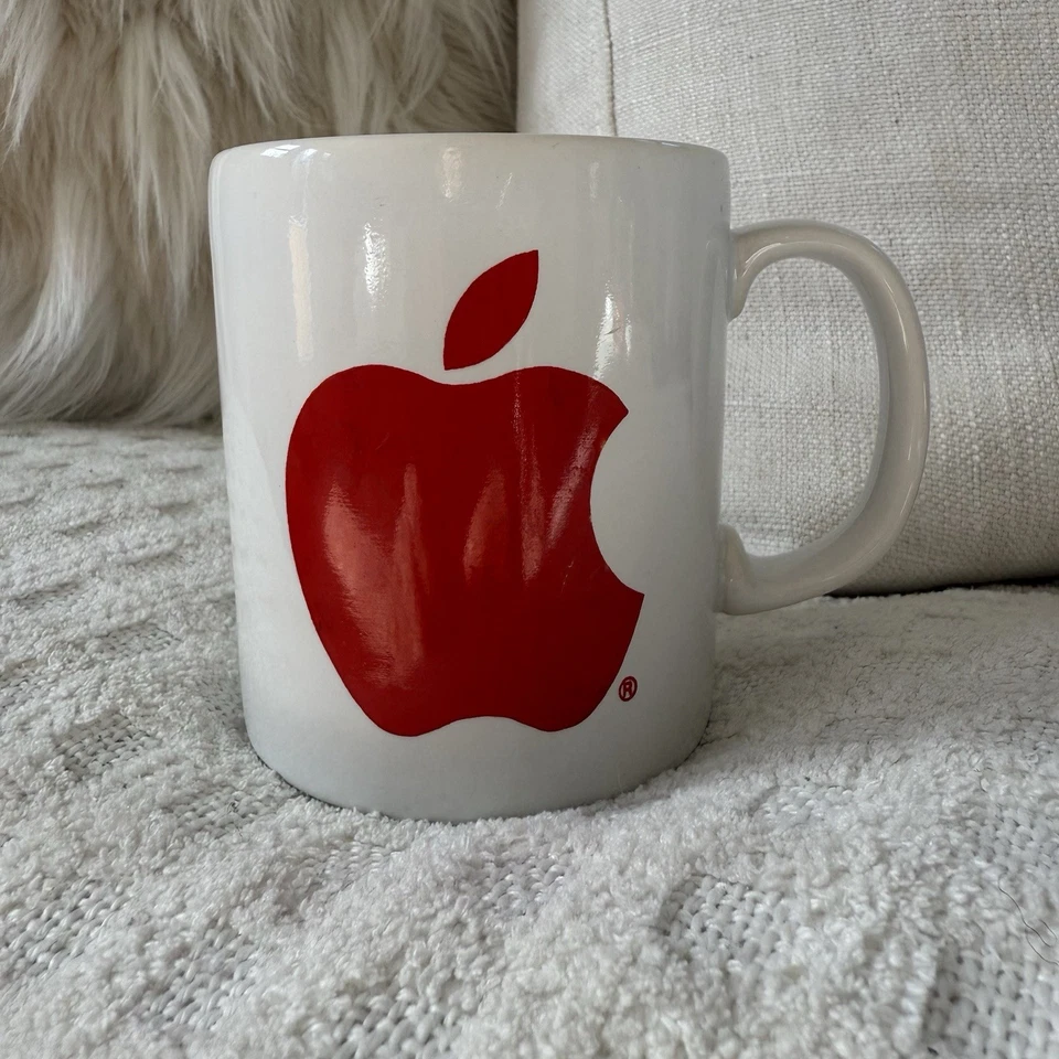 Vintage 80's Apple Employee Coffee Mug Red Apple Inc Logo Coloroll Kilncraft - Image 2 of 4