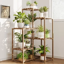 Bamworld Indoor Outdoor Plant Stand Shelf Corner Table 7 Pots Holder