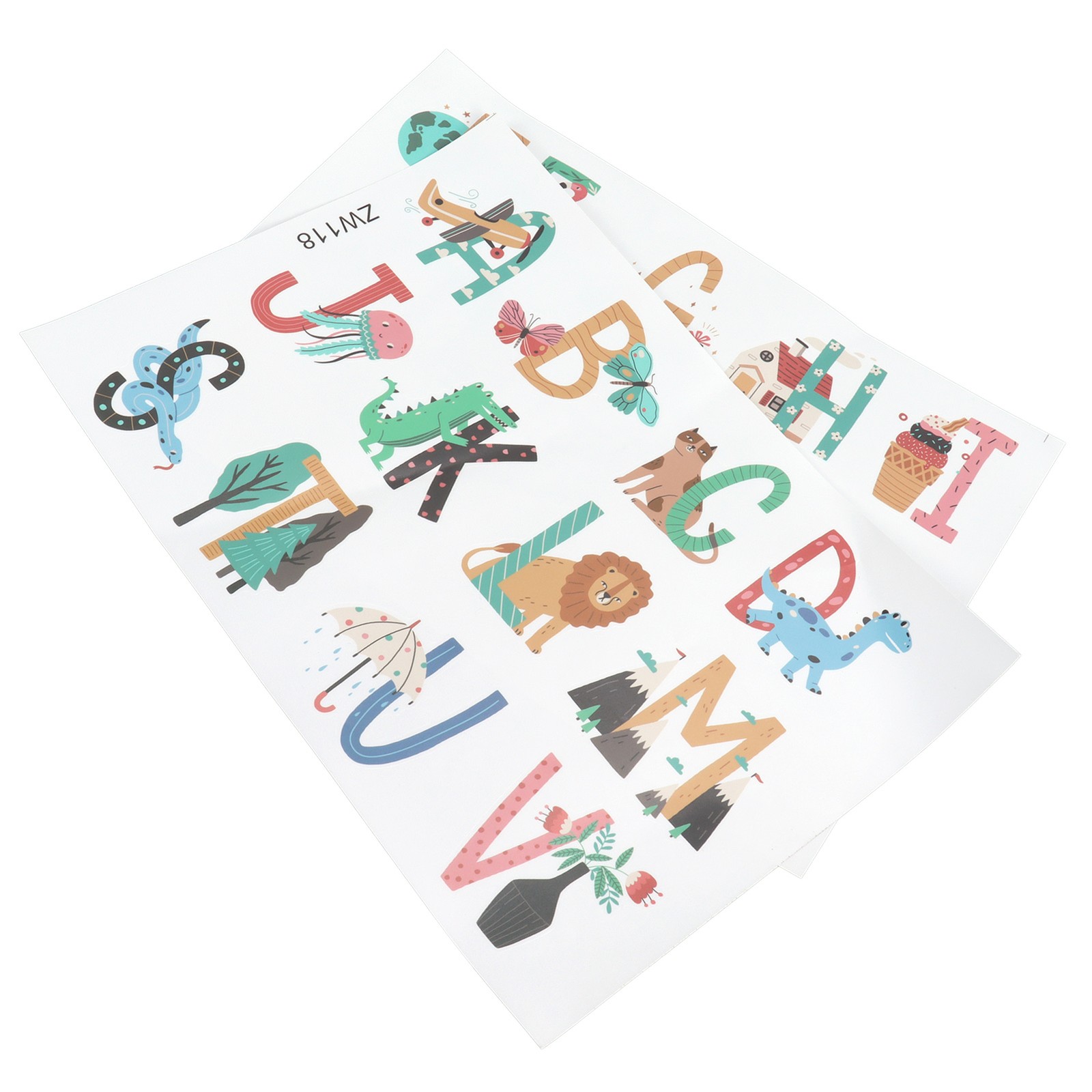 Animals Plants English Letters Pattern Wall Sticker Wall Decals For Kids Ro BAJ