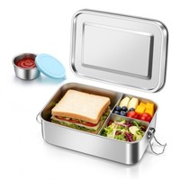 Edelstahl Brotdose Bento Box Kinder Mit 3 FäChern 1400Ml Inkl Dressing BehäLter
