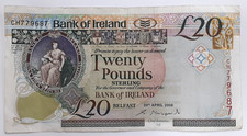 2008 Issue Bank of Ireland (Northern) 20 Pounds Note-Pick# 85a Very Fine