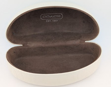 Coach Large White Logo Signature C Clam Shell Hard Case Sunglass Case With Cloth