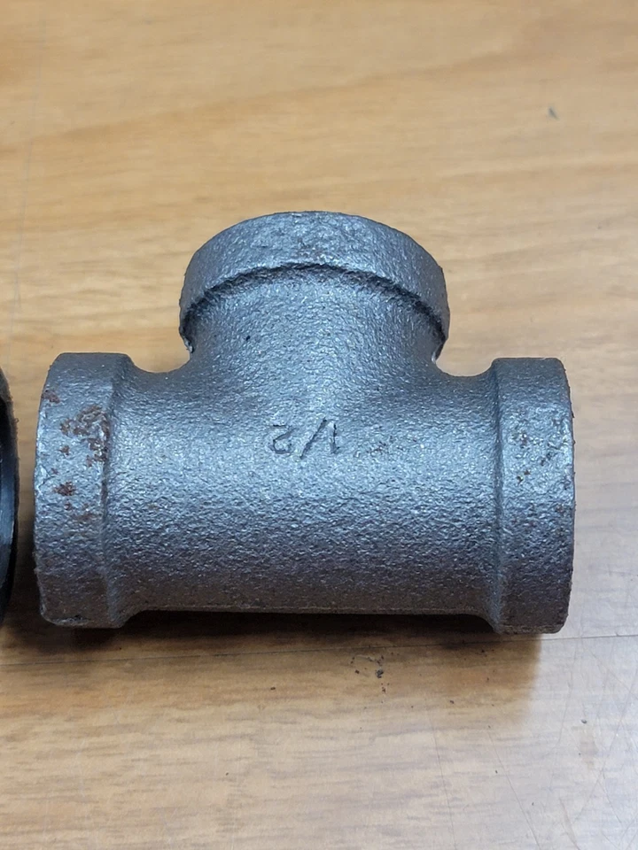 Anvil Tee Pipe Fitting Black Malleable Iron 1/2" NPT Female 8700120457. 2pk - Image 3 of 3