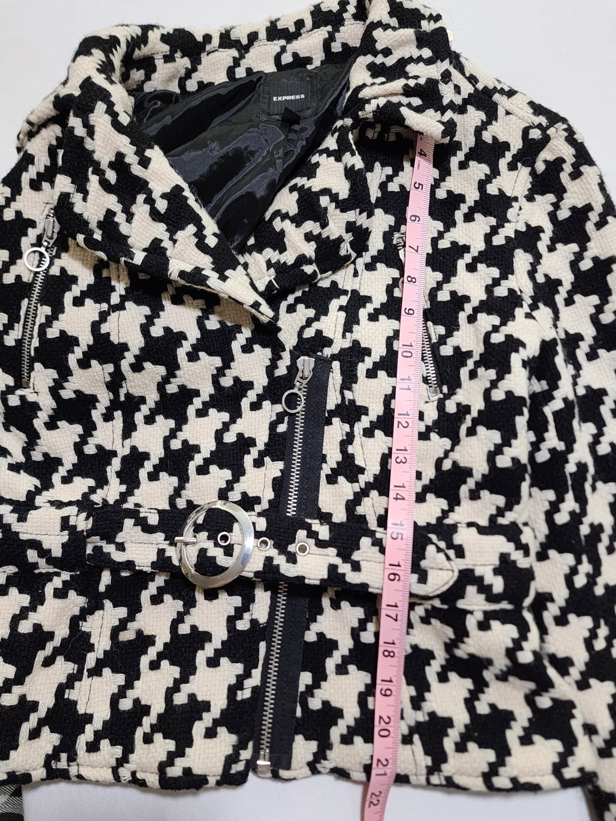 Express Women’s Houndstooth Jacket Size Large Bla… - image 13