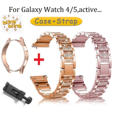 Bling Metal Band+Diamond Case For Samsung Galaxy Watch 3/4/5/6/7/FE 40/44mm