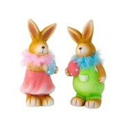 Osterhasen Hasen Stehend Mit Ei Und Federschal Ostern Hase 2Er Set Pink Und GrüN
