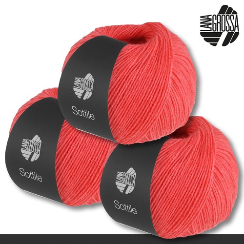 Lana Grossa 3 x 50 g Sottile Netzgarn Baumwolle Merino Wolle Stricken 18 Farben - Bild 12 von 37