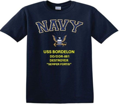 USS BORDELON  DD/DDR-881* DESTROYER*EAGLE SHIRT*NAVY OFFICIALLY LICENSED