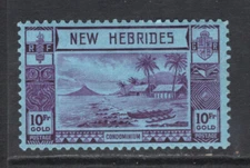 M16494 New Hebrides/Vanuatu-English Issues 1938 SG63 - 10Fr violet/blue.