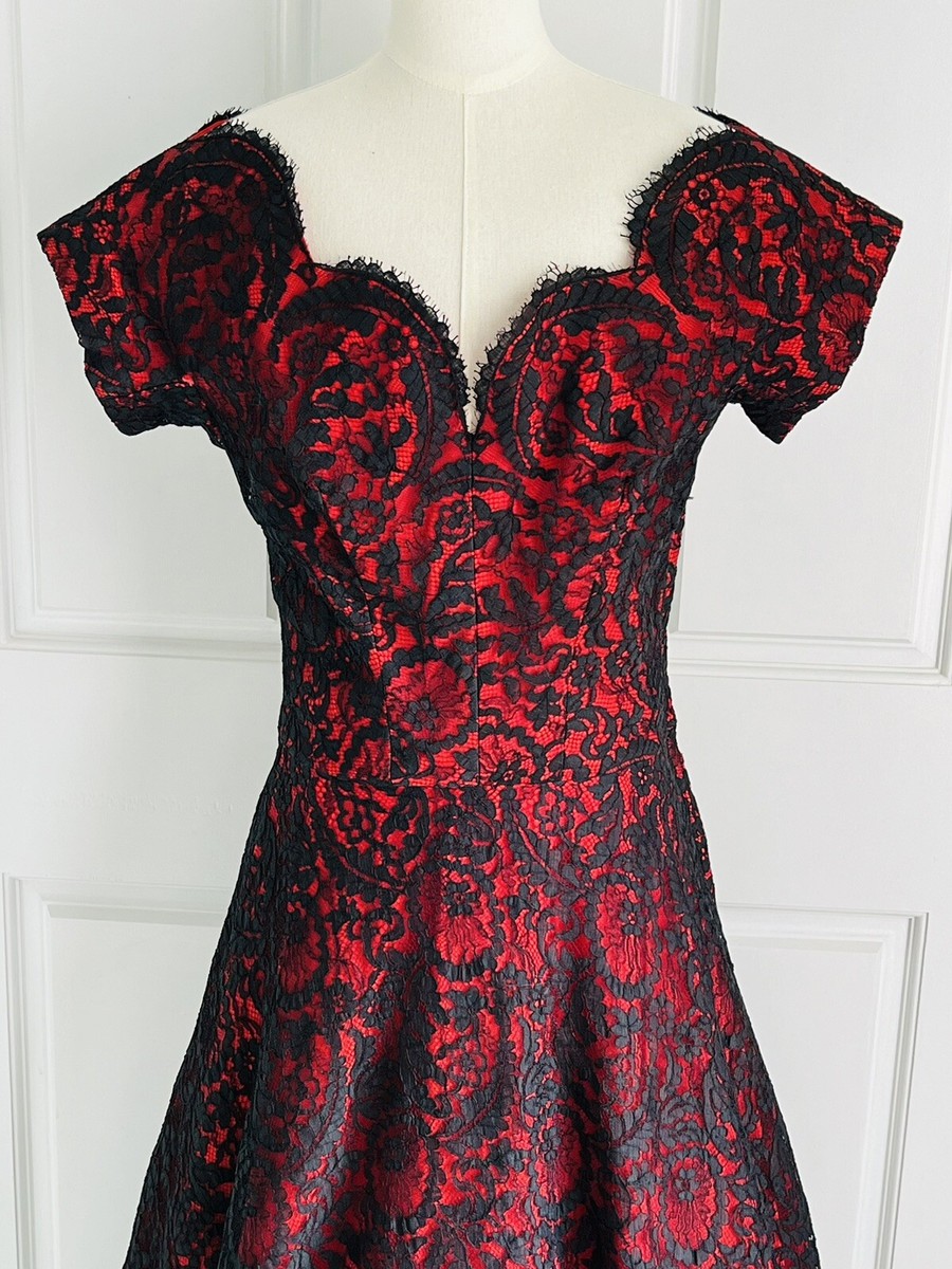 wine red 1950s back lace up dress 1950s Wine Red Lace Floral Swing Dress Dreamdressy