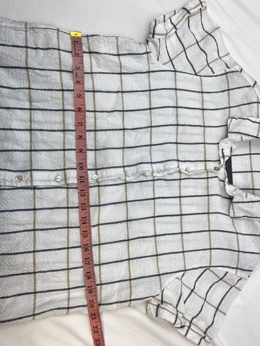 Tahari White Plaid 75/25 Linen Cotten Blend Button Down T Shirt - Picture 5 of 9