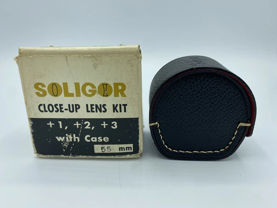 Vintage Soliger Close-Up Lens Kit +1 +2 +3 w/ Case 55mm AIC Photo Inc NOS - Image 2 of 4