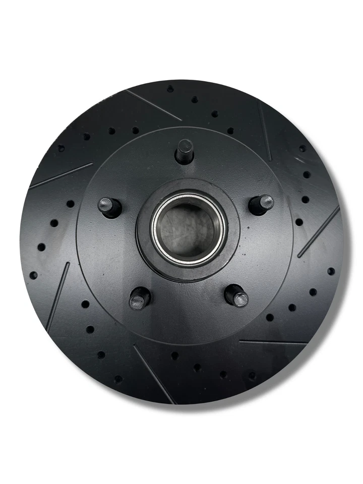 63-87 Chevy C10 Front Rotors 5x5 Drilled and Slotted BLACK (PAIR) - Image 2 of 4