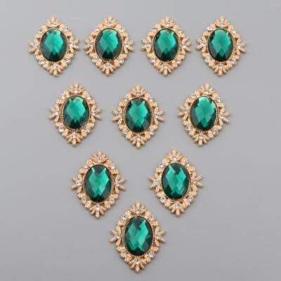 10 Stück ovale Form Strass Knöpfe, DIY Nähen Verschlüsse Metallknöpfe flach