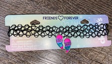 Claire  s Sister Bff Best Friends Pink Blue Purple Choker Necklace Jewelry Set