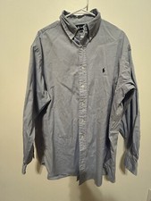 Ralph Lauren Yarmouth Dress Shirt Mens 17.5 34/35 Blue Long Sleeve