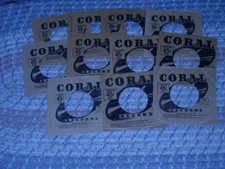 LOT OF TEN 45RPM, ORIGINAL COMPANY SLEEVES,  CORAL, 1950'S.