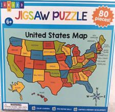 United States Map 80 Piece Jigsaw Puzzle Ages 6 Years