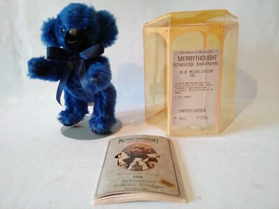 1994 MERRYTHOUGHT Blue Micro Cheeky Teddy Bear W/Tags