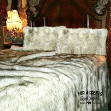 Plush Faux Fur Bedspread, Throw Blanket, Comforter, Huskie Fur, Minky Lining USA