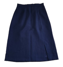 VTG JC Penney A Line Midi Inverted Front Pleat Skirt SZ 10 Navy Office Siren