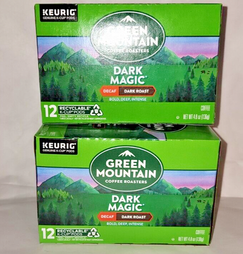 Green Mountain Dark Magic DECAF Coffee Keurig K-Cups - Dark Roast, Pick Your Count (24 To 144)