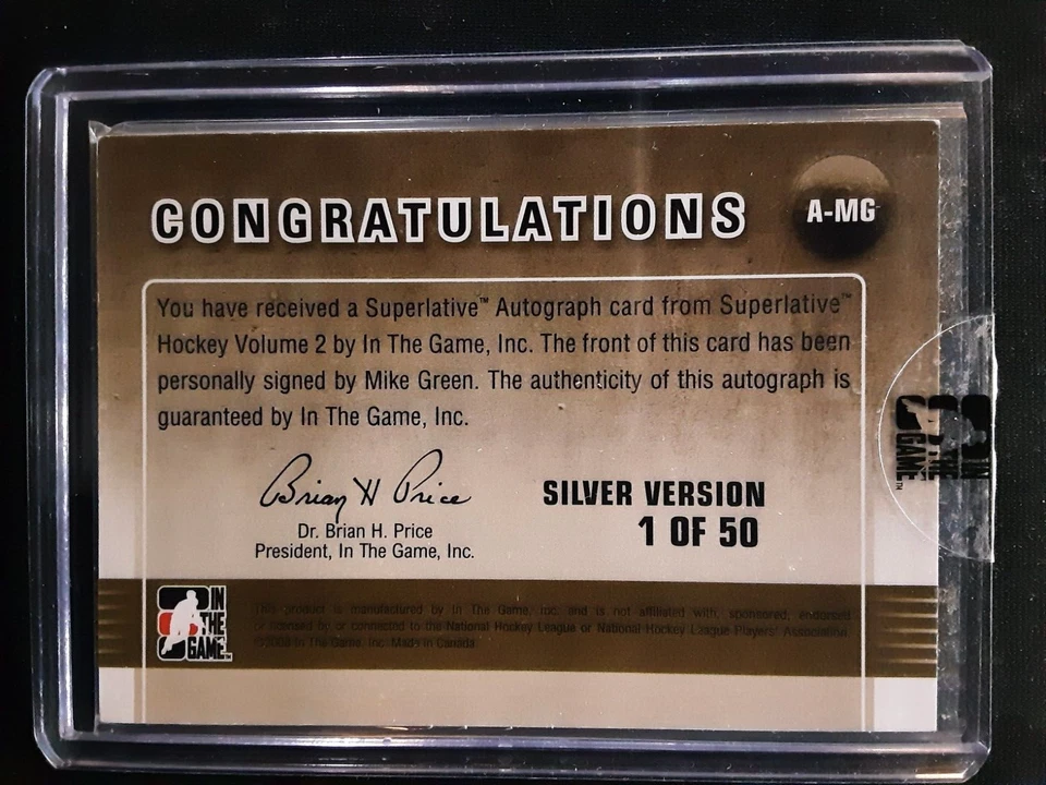 2009-10 Superlative Autograph Silver #A-MG Mike Green AUTO /50 - Image 2 of 2