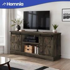 Farmhouse TV Stand Console for TVs up to 65 in Sliding Doors Adjustable Shelves