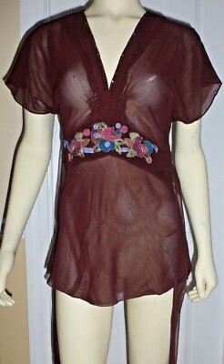 SALE!!!  ANGIE Sheer V-Neck Floral Short Sleeve Blouse, Multicolor, Various, NWT