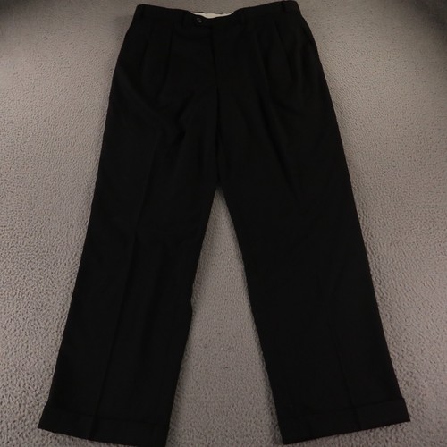 Chaps Suit L LT Black 100% Wool Worsted Twill Pleated Cuffed 44L 38x32 - Picture 18 of 24