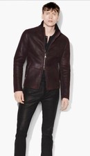 $4298 New John Varvatos Oxblood Shearling Moto Backzip Jacket USA 38 EU 48