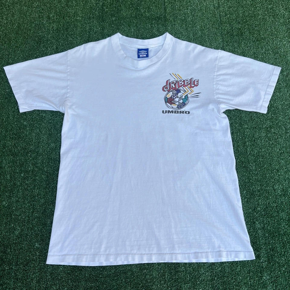 Vintage 90s Men's Umbro Trash Talk Soccer Dribble White T-Shirt XL AND 1 Style - Image 3 of 4