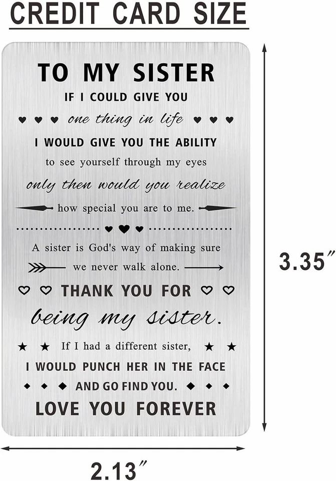 Alotozo Gracias por Ser Mi Hermana Regalos, Cartera Grabada Pequeña, Plateada Foto 2 de 2