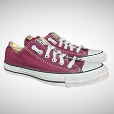 Converse Womens 7 Red Burgandy sneaker Shoe Pre Owned Laced Casual Low Top