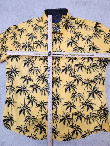 BC Collection Blue and White palm trees BD Floral 4XL Men's Hawaiian Shirt - Picture 2 of 8