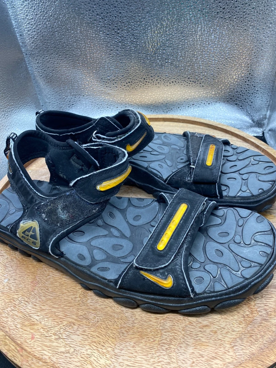 VTG Nike ACG Sandals Mens Size 11.5 Black Yellow Sport Adjustable