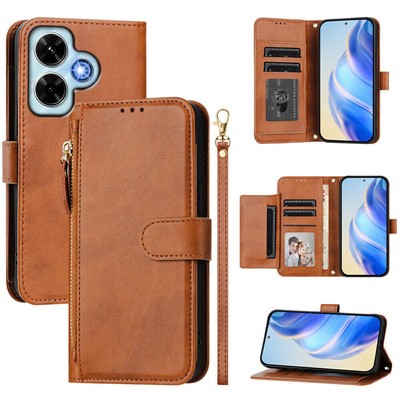 Leather Zipper Wallet Phone Case for Xiaomi Redmi Note 13 Pro 12 11 10 11T 12T