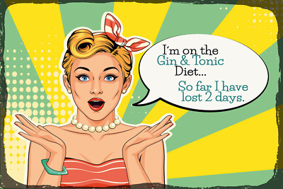 Holzschild 18x12 I´m on the Gin & Tonic Diet Wand Deko Bar Kneipe Sammler Gesche