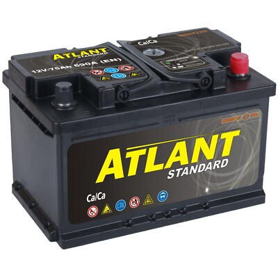 Autobatterie 75Ah 12V 690A/EN ATLANT TOP ANGEBOT SOFORT & NEU 75 Ah