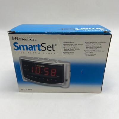 SmartSet Dual Alarm Clock by Emerson Research AC100 Automatic Setting Clock
