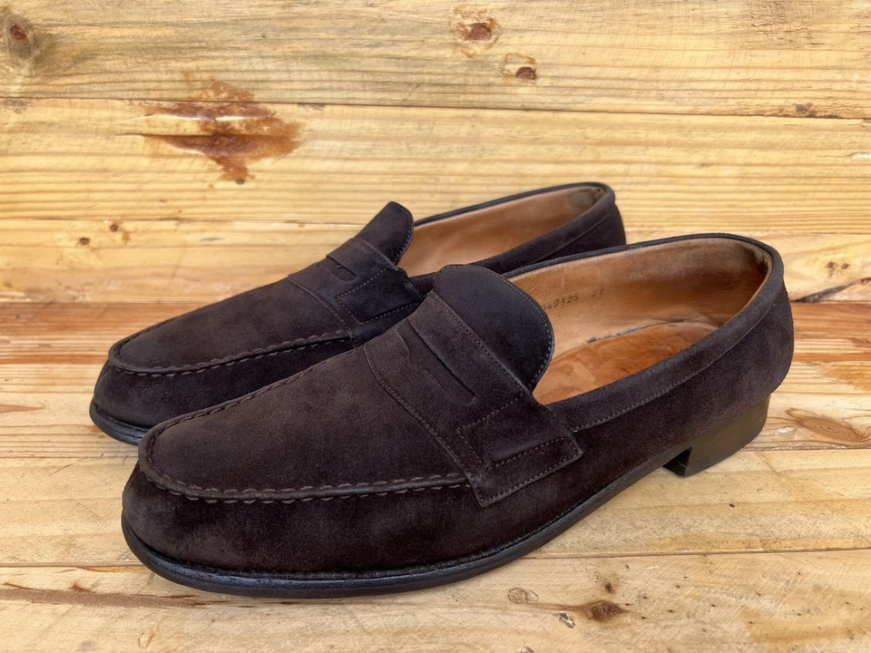 JM Weston Hombres Marrón Gamuza 180 Penny Mocasín Zapatos de Vestir Talla 8.5 B / EE. UU. 9.5 Foto 3 de 4